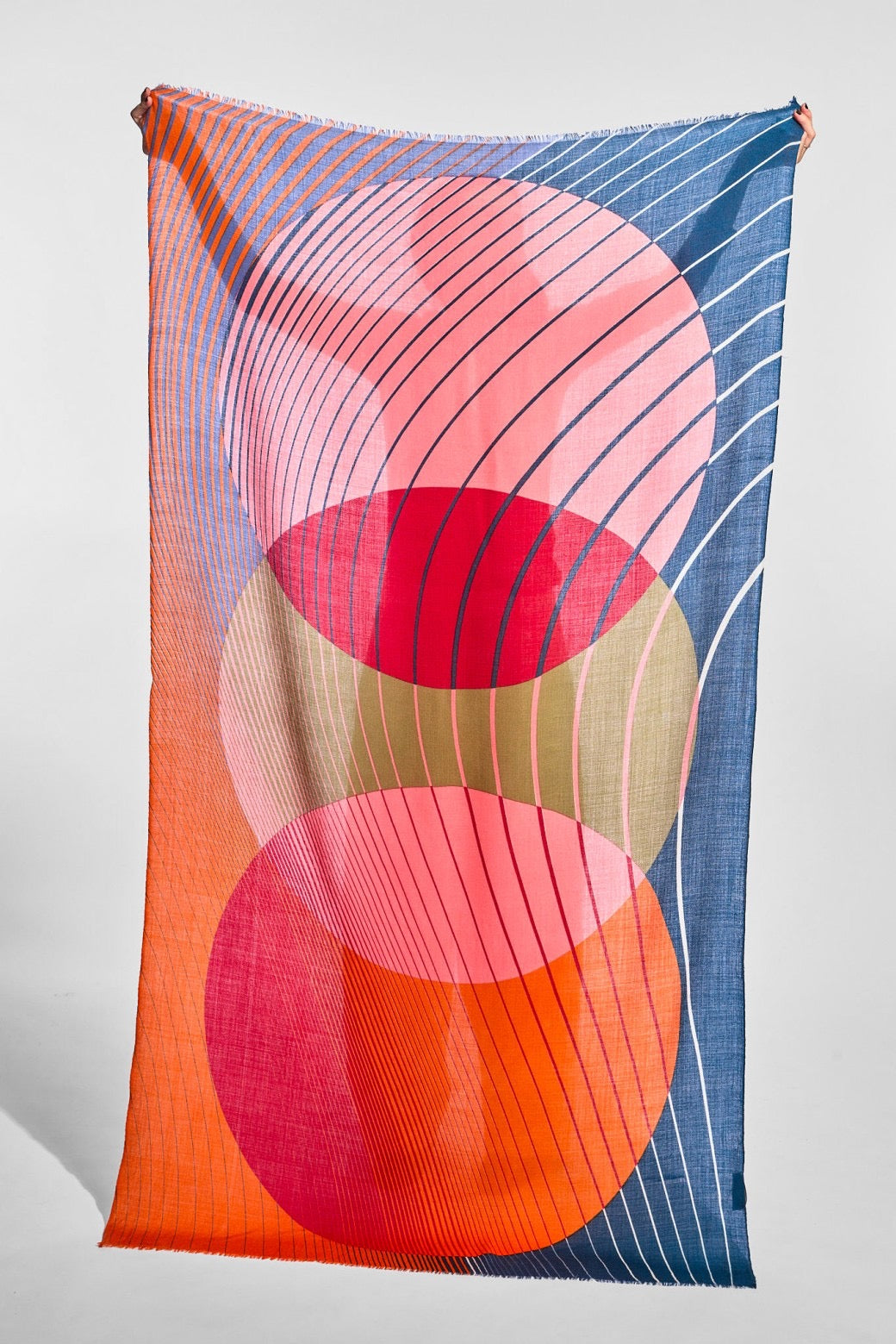 Ma Poésie foulard en laine graphique Astre corail