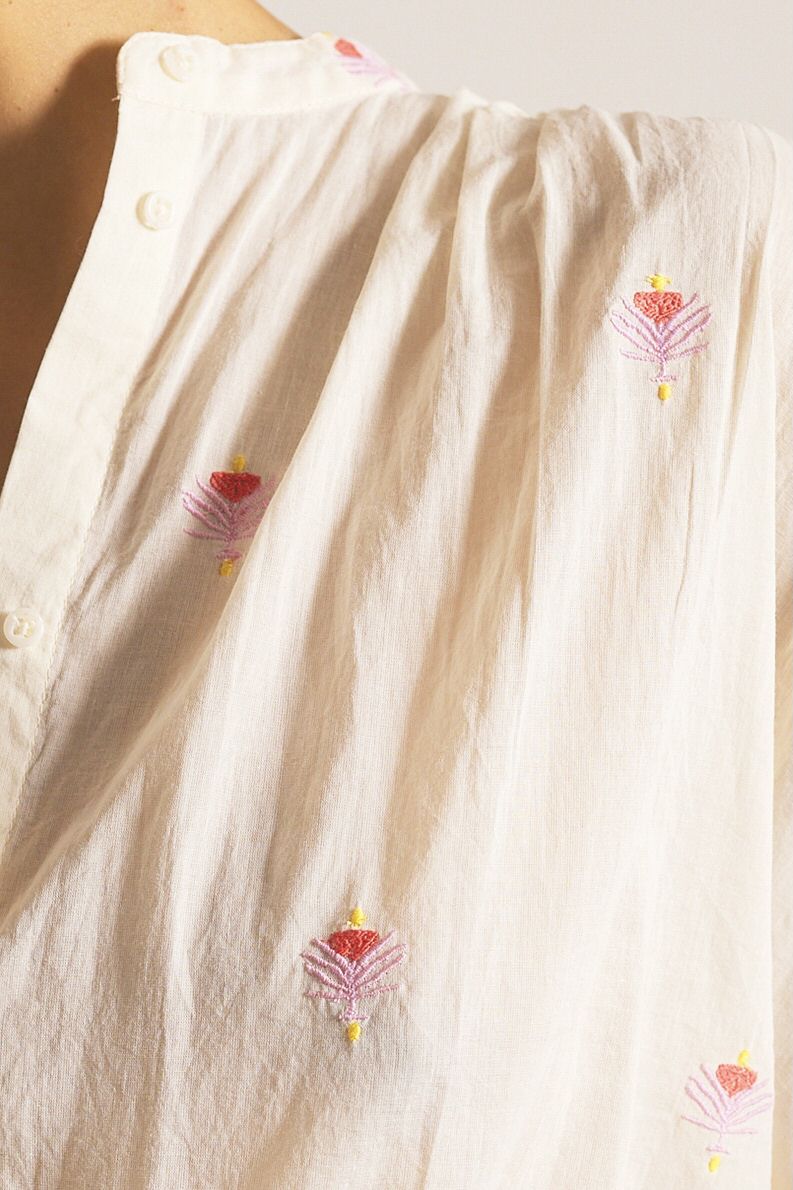 Z | Sacré Coeur top chemise ecru Maya brodé Leon