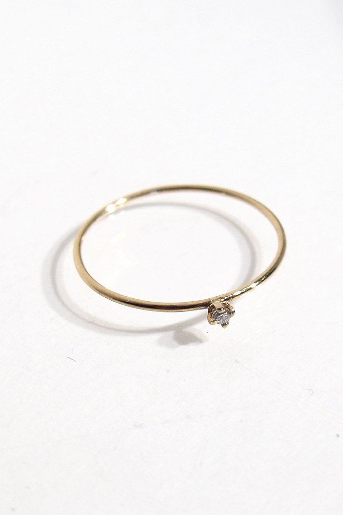 Trois Petits Points bague Solitaire Dear diamant or 18k