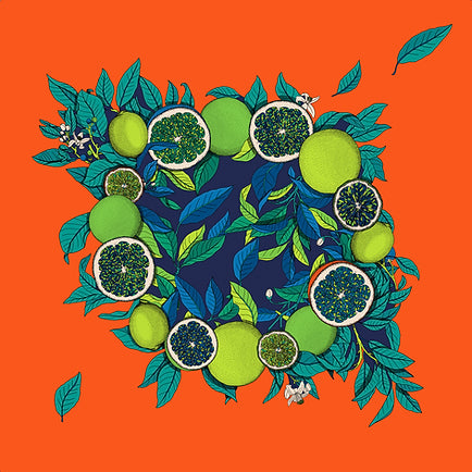 Année foulard en soie Cocktail orange acidulé