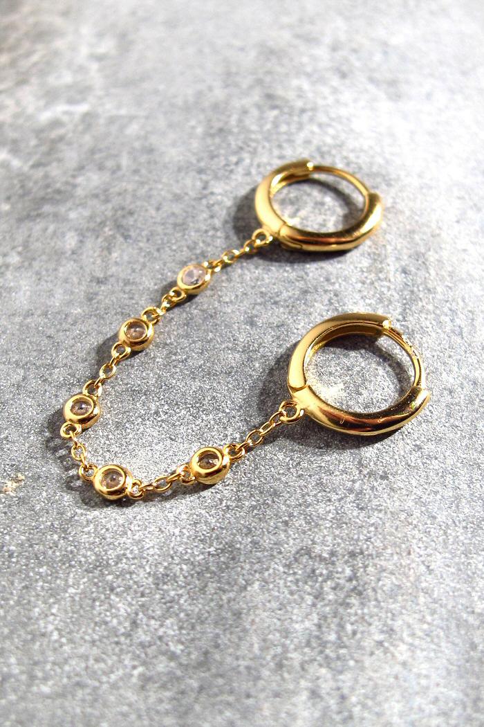 huggie 8 Double chainette strass gold