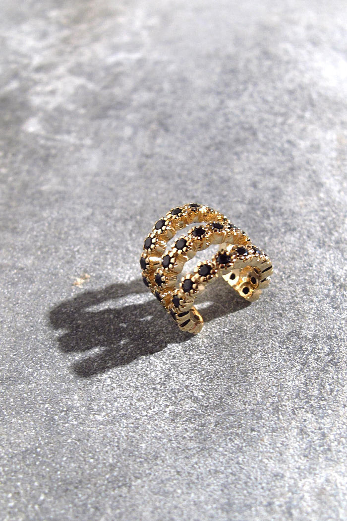 Bali Temples Earcuff Triple strass gold