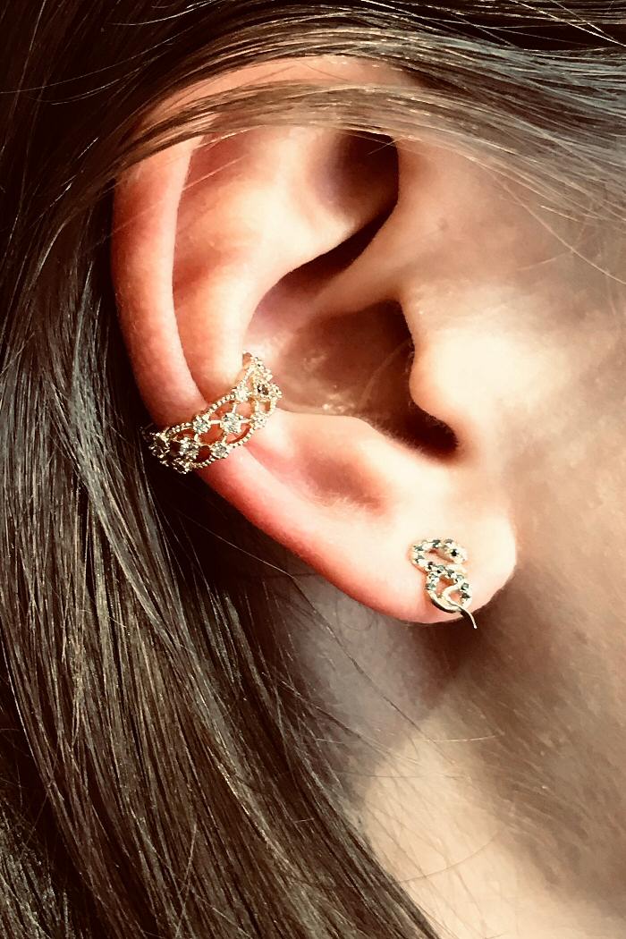XX | Bali Temples Earcuff Dentelle strass clear gold