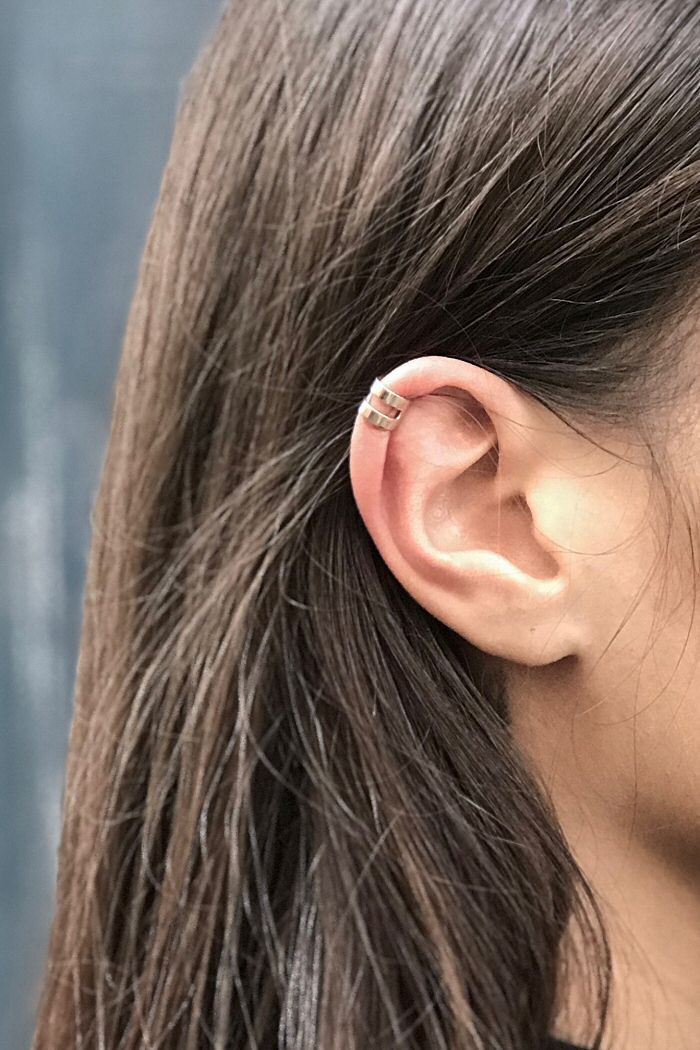 earcuff Double gold plaque or jaune