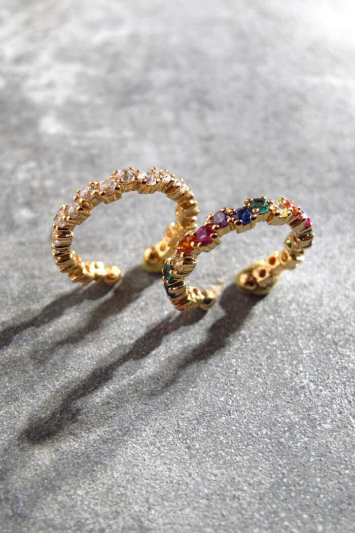 Bali Temples earcuff Square gold strass
