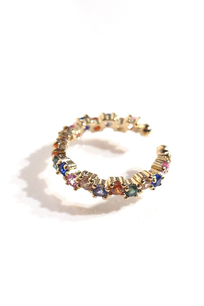 Bali Temples earcuff Square gold strass