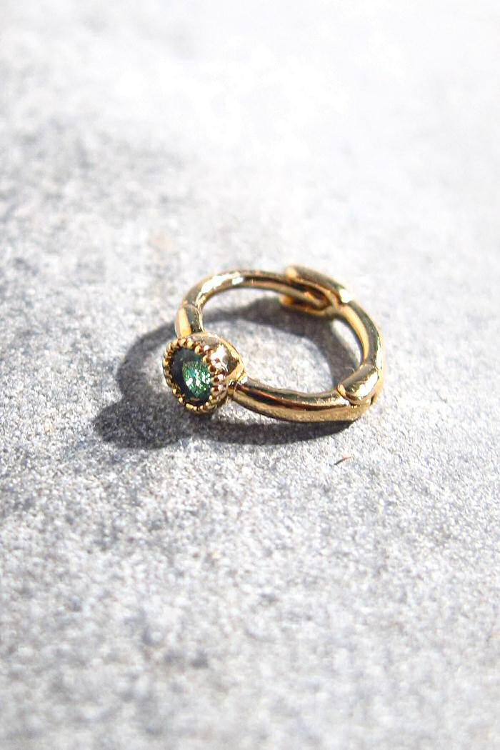 huggie 6 Front vert 1-clos gold plaque or jaune strass