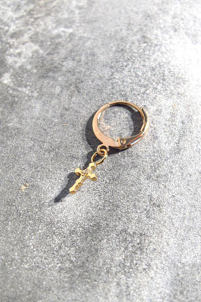 huggie 10 solo Croix gothique dore