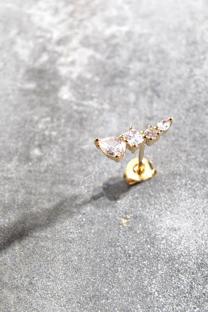 Bali Temples stud Four griffe gold strass