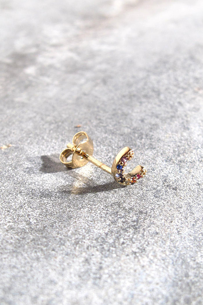 stud Moon rainbow gold dore strass