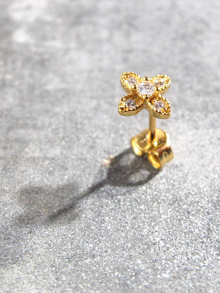 stud Lys gold plaque or jaune strass clear