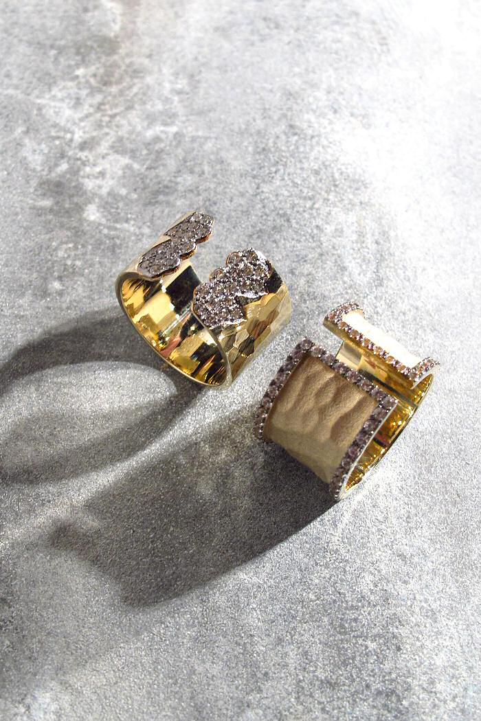 Feidt bague Pace et Amore dentellée saphirs blanc 9k
