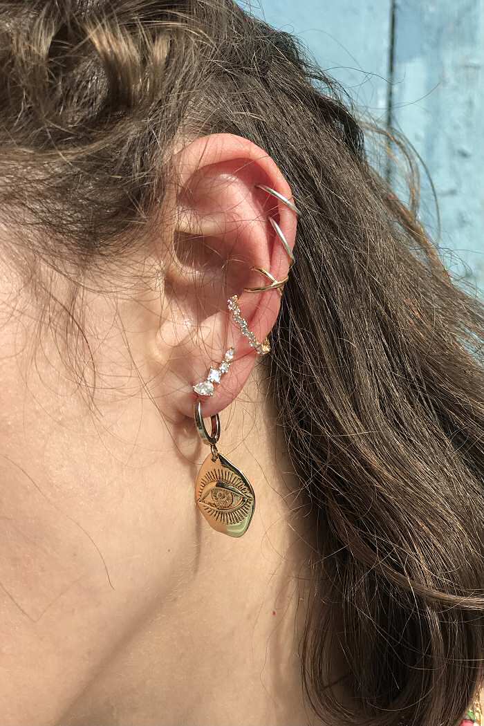 Bali Temples stud Four griffe gold strass