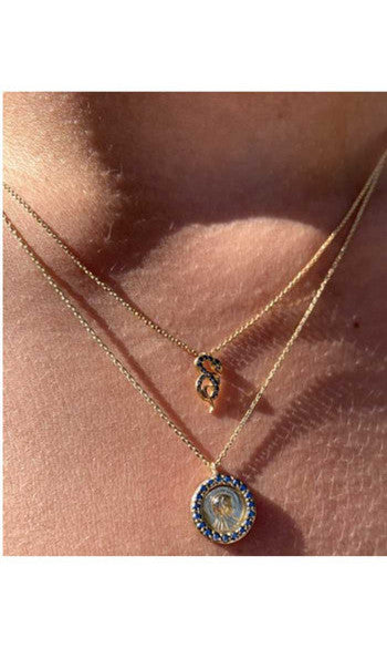 Feidt collier Serpent Snake pavé saphirs gris 9k