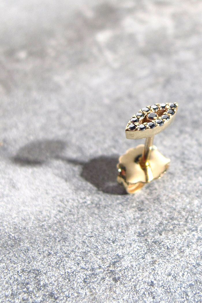 Feidt stud Eye Oeil saphir gris 9k