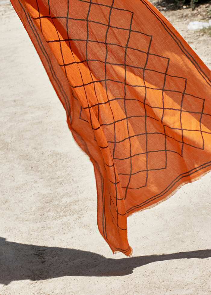 XPSummer | Lovat & Green foulard en coton Diamonds orange