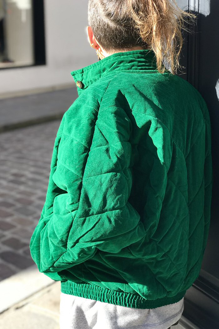 Ma Poésie blouson bomber velours vert Millie