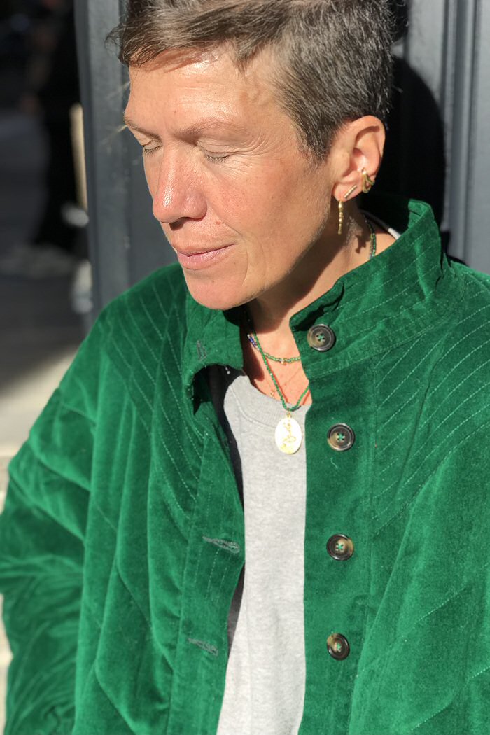 Ma Poésie blouson bomber velours vert Millie