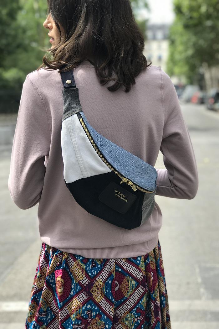 Banane Cross Maxi jeans denim upcyclé black blue