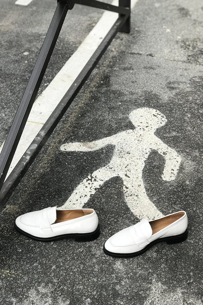 XP | Rivecour mocassins 82 cuir vernis blanc cassé