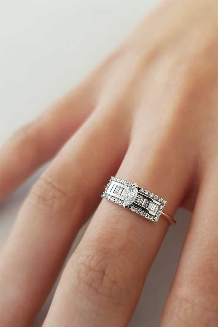 Sansoeurs Second Wife Marquise ring 18k gold diamonds