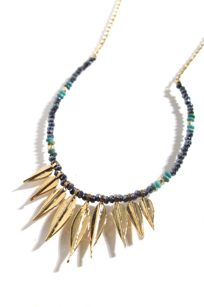 Stalactite collier Bambou térahertz et turquoises beads