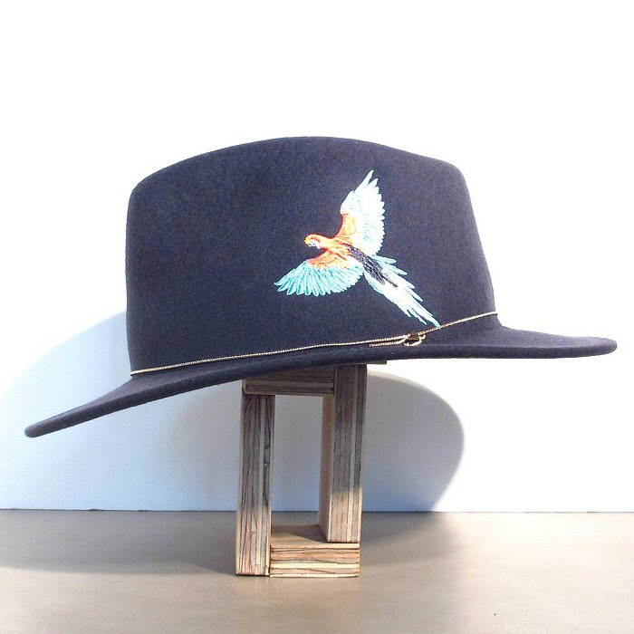 Van Palma chapeau Dakota Gris perroquet brodé