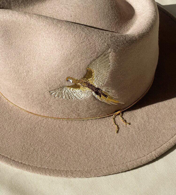 Van Palma chapeau Dakota Sable perroquet brodé