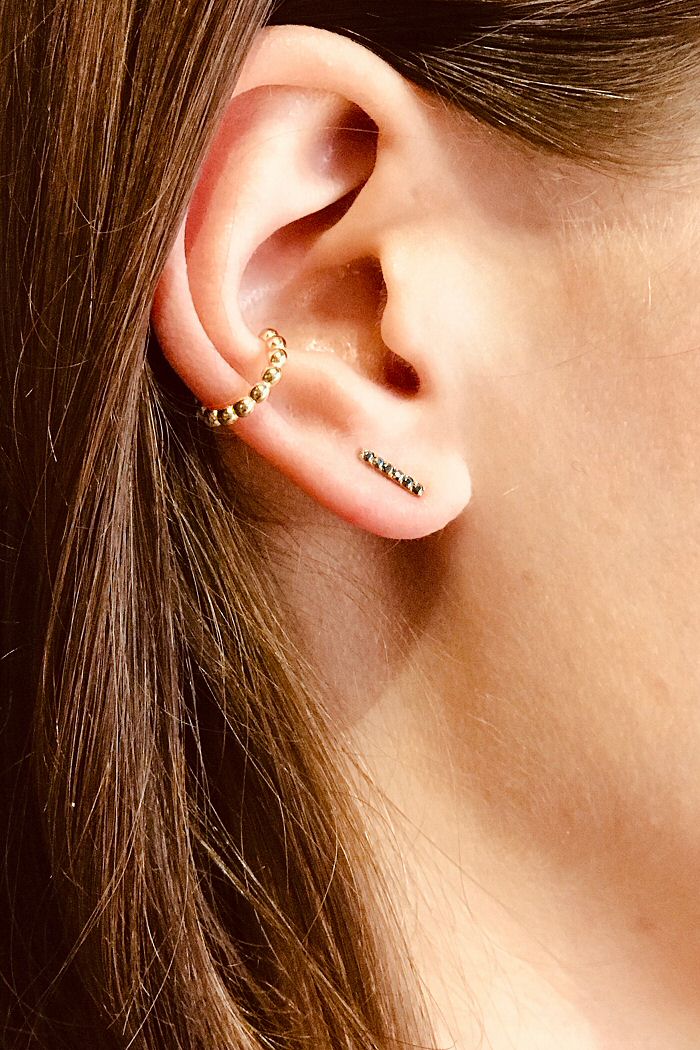 Feidt stud Barrette pavé saphirs gris 14k