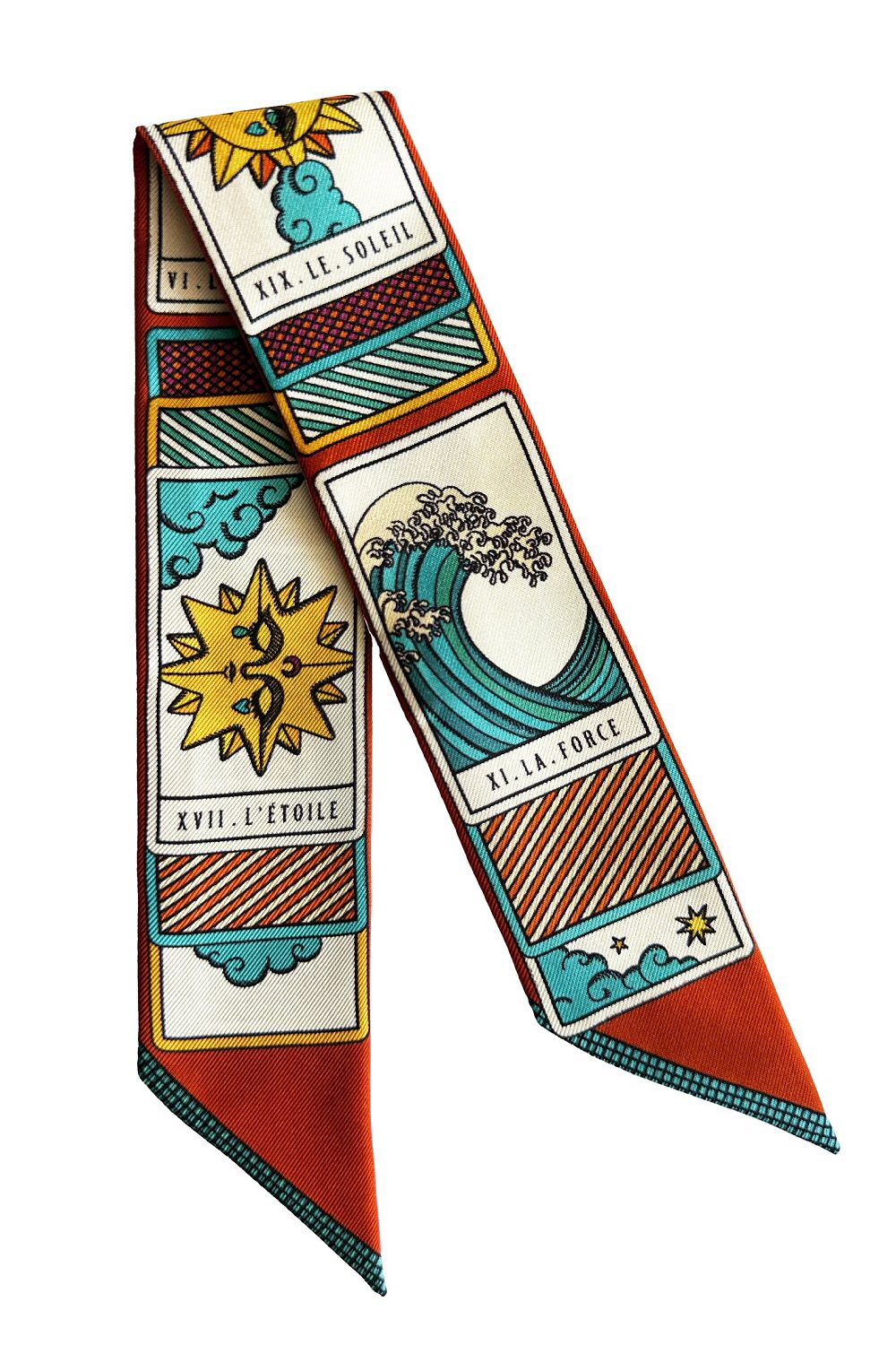 Année bandeau bracelet en soie Tarot rouge