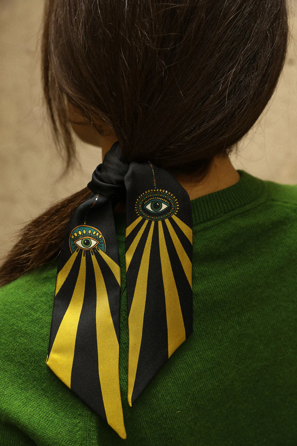 Année bandy de soie Luckyou noir made in France