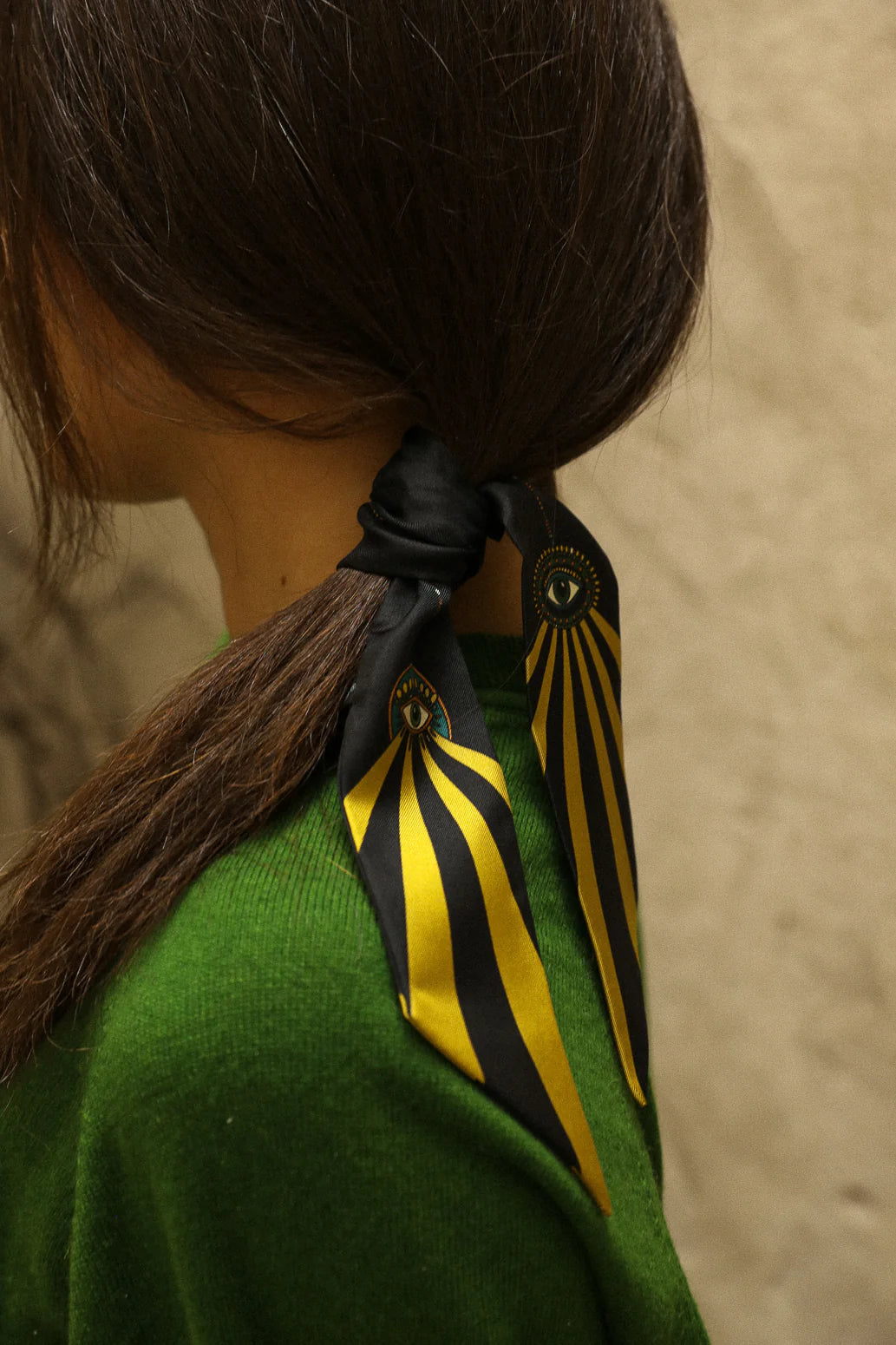 Année bandy de soie Luckyou noir made in France