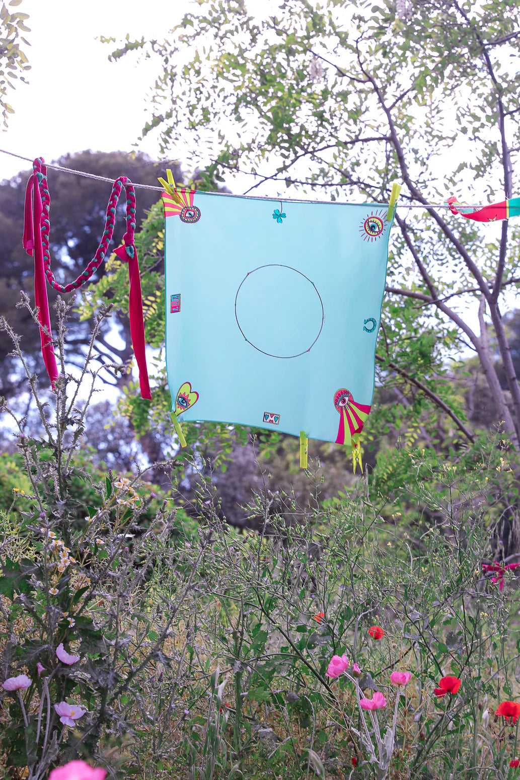 Année carre de soie Luckyou Bandana 55cm aqua