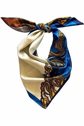 Année silk scarf Volcano / Fire bleu yellow