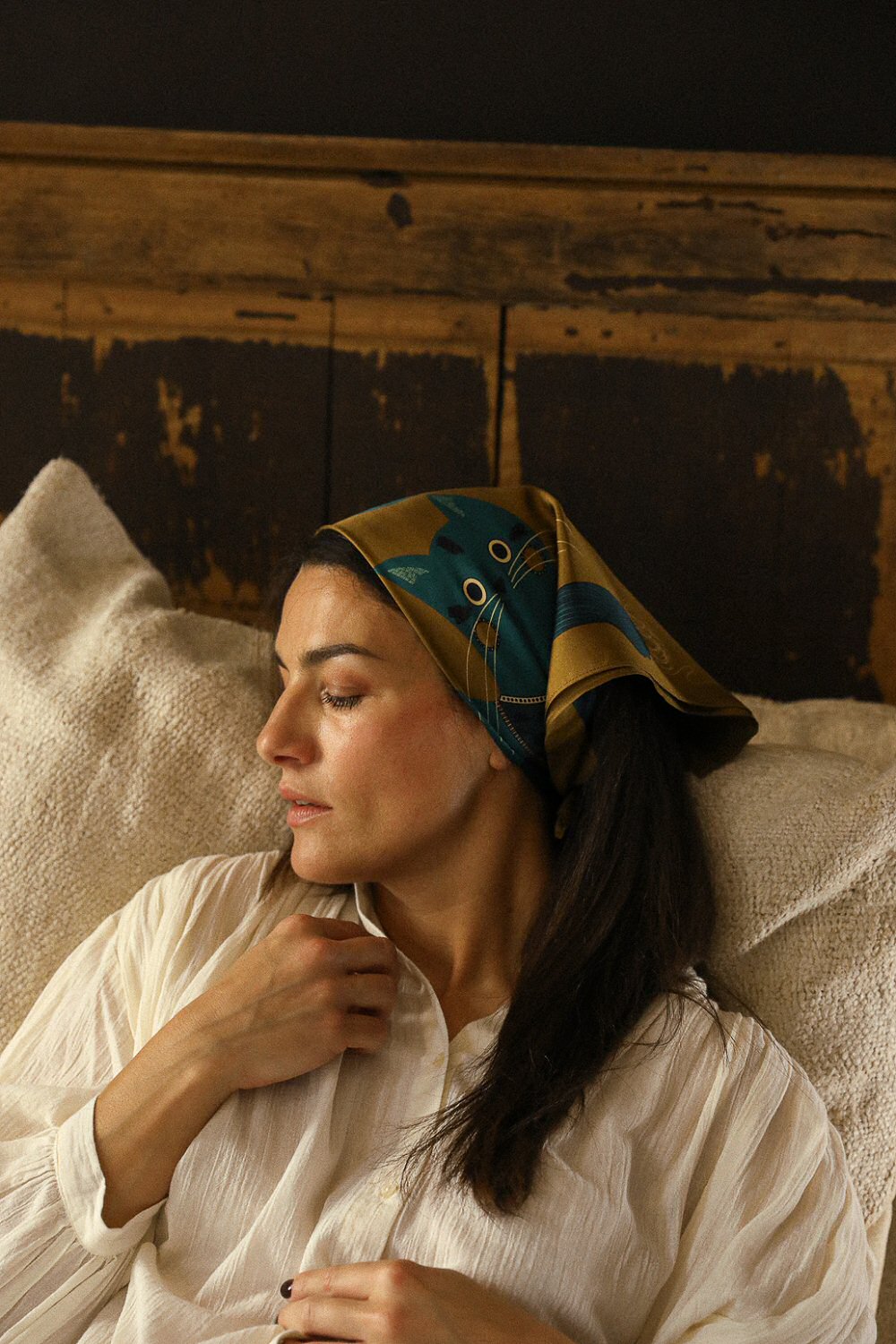 Année foulard en soie Chapanoir kaki bandana