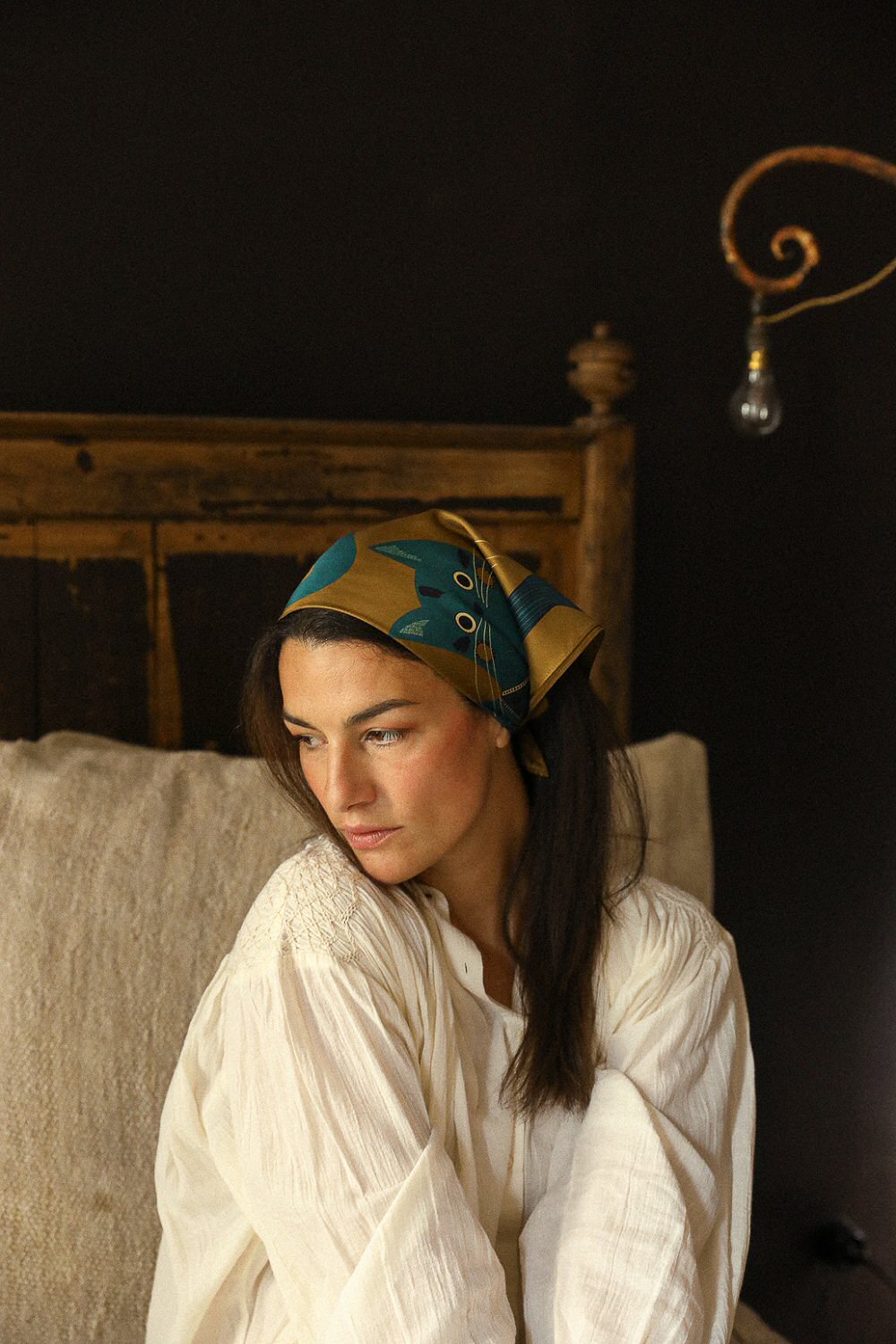 Année foulard en soie Chapanoir kaki bandana