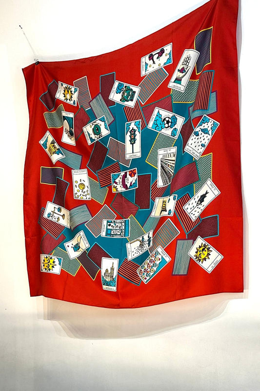 Année foulard en soie Tarot rouge