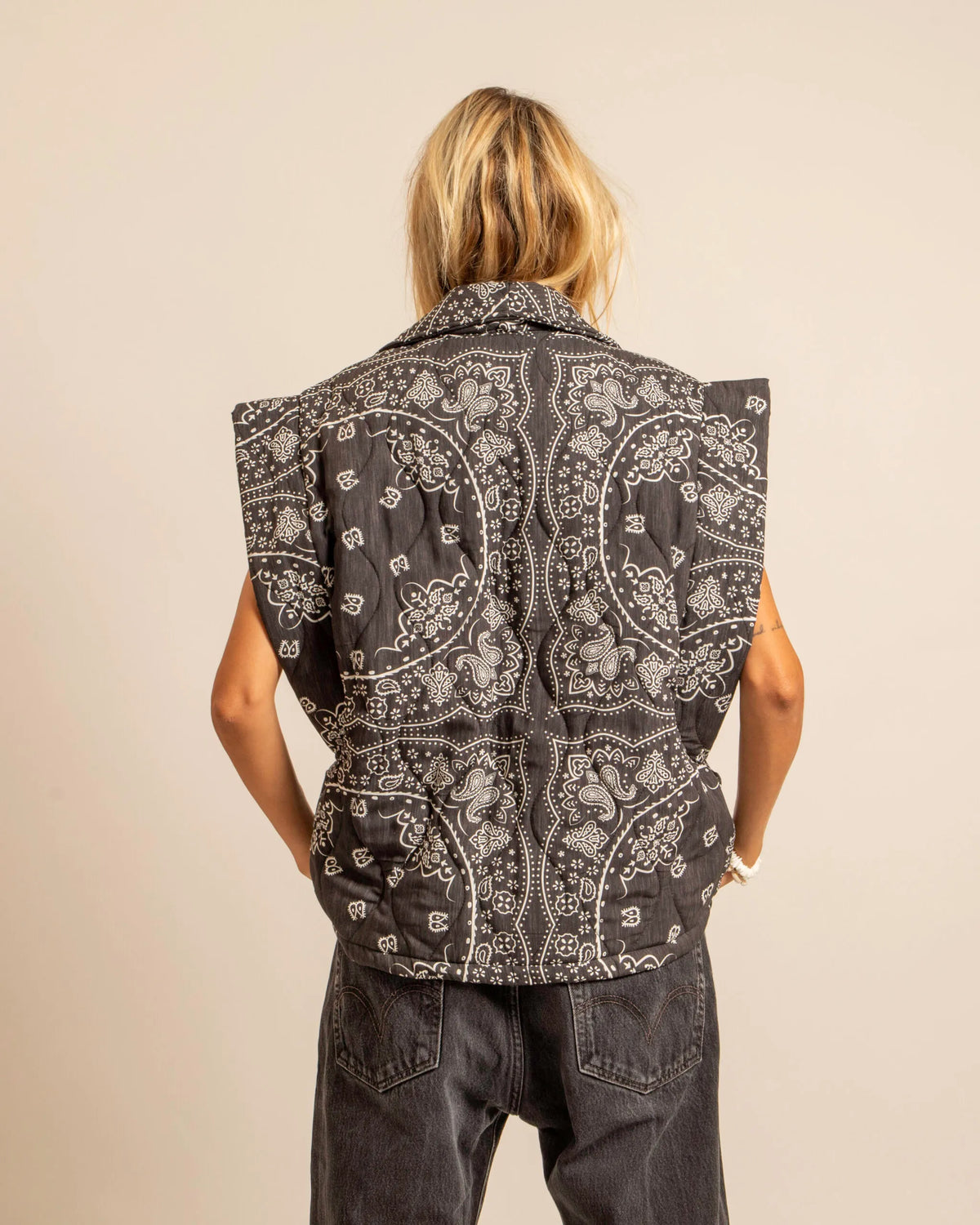 Aokyanos veste kimono Brooklyn sans manches bandana anthracite