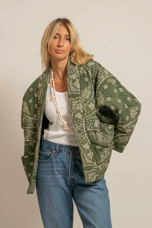 Aokyanos veste kimono Chicago bandana kaki