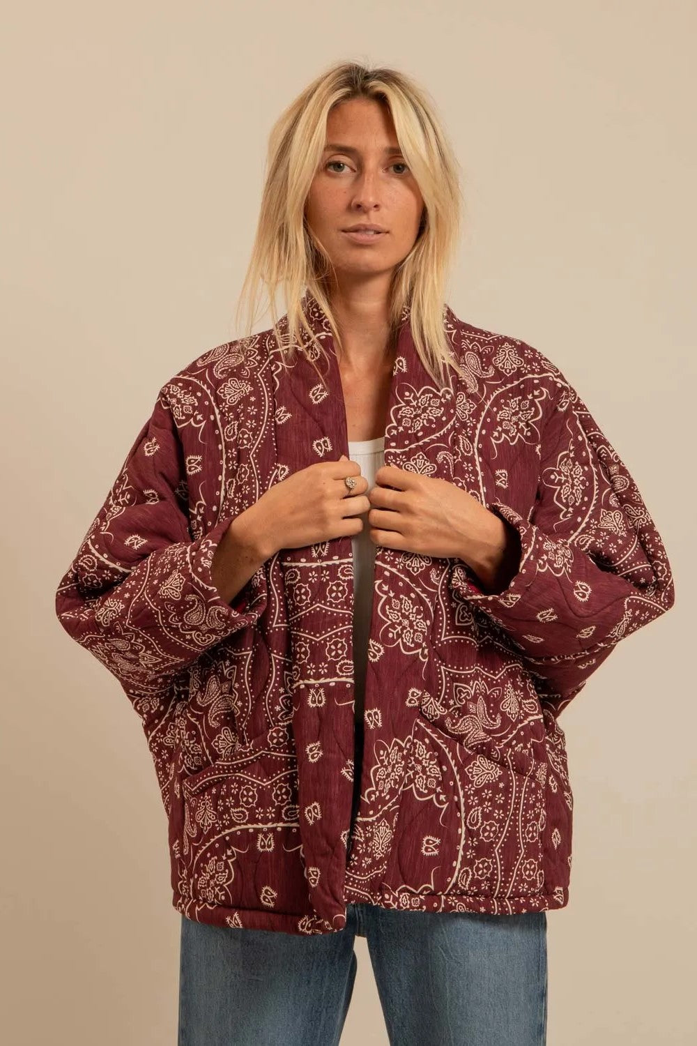 Aokyanos veste kimono Chicago bandana bordeaux