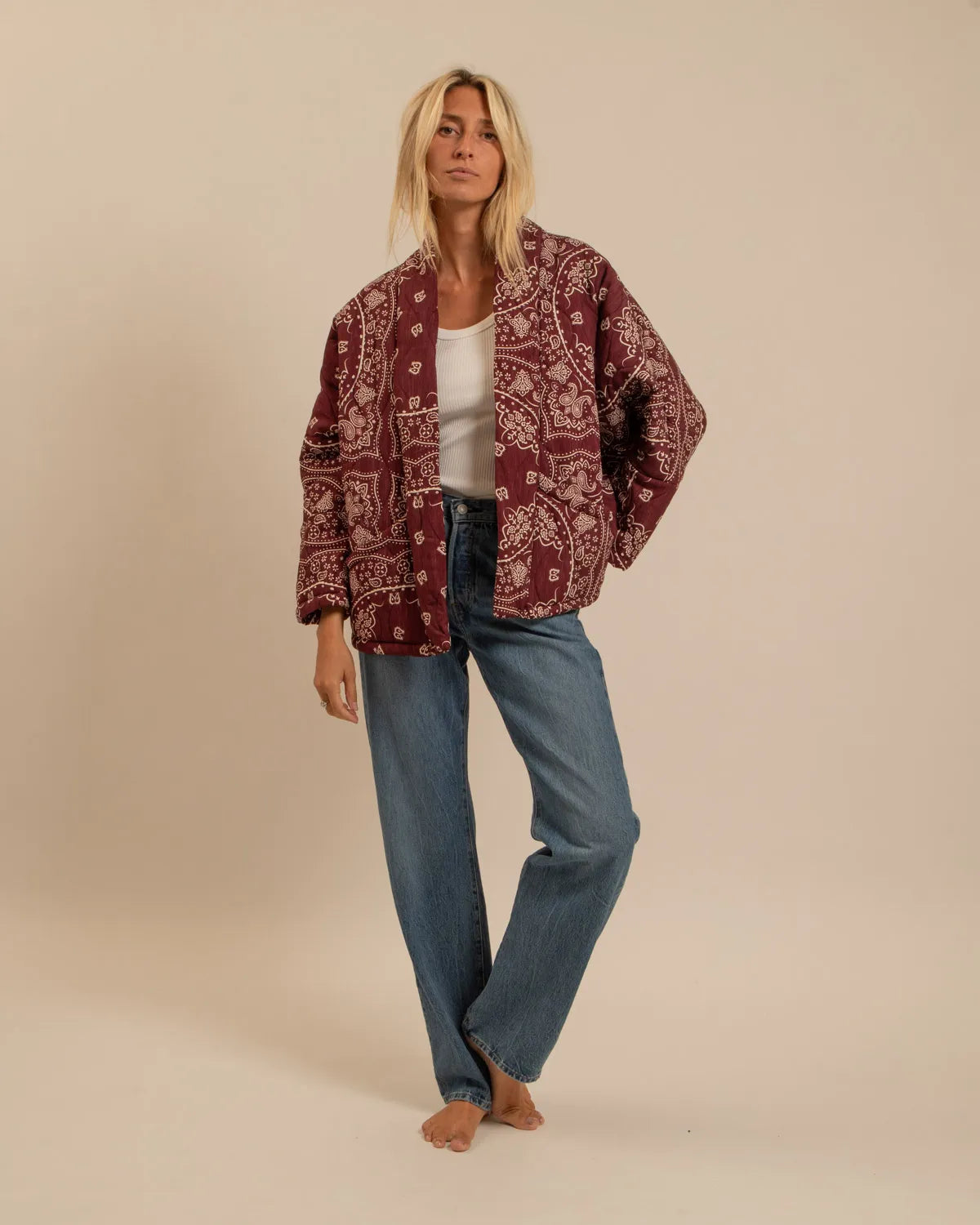 Aokyanos veste kimono Chicago bandana bordeaux