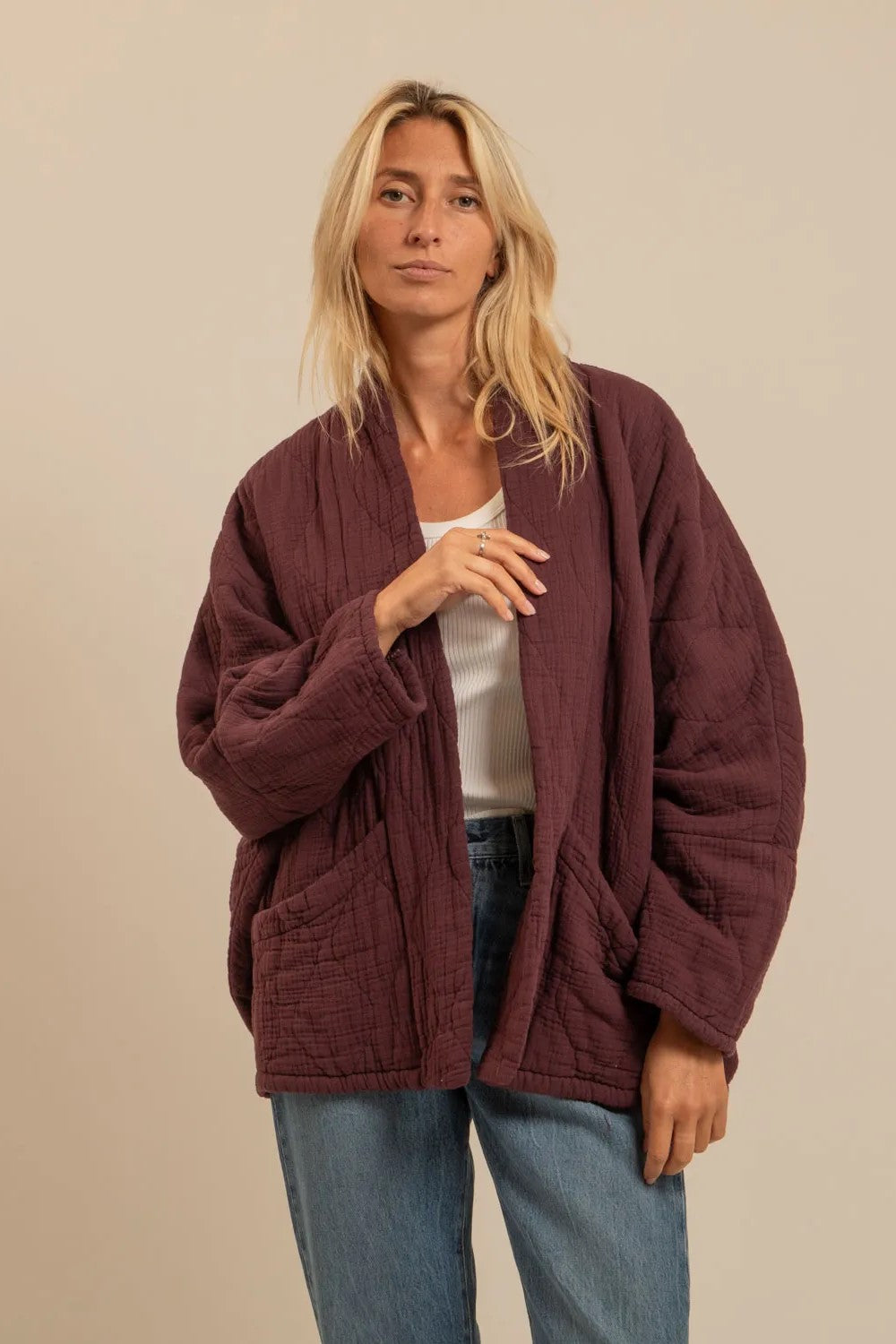 Aokyanos veste kimono Chicago bordeaux