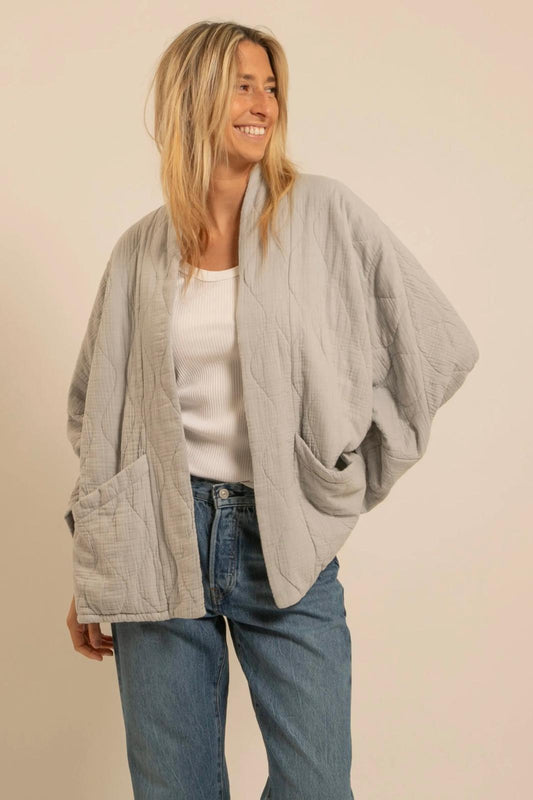 Aokyanos veste kimono Chicago gris perle