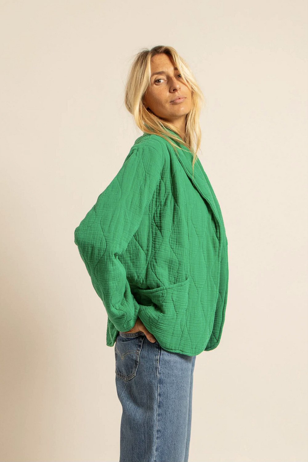 Aokyanos veste kimono Cuba vert flash