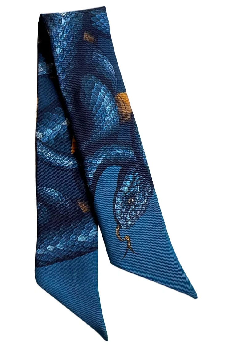 Année bandeau bracelet en soie Serpents bleu made in France