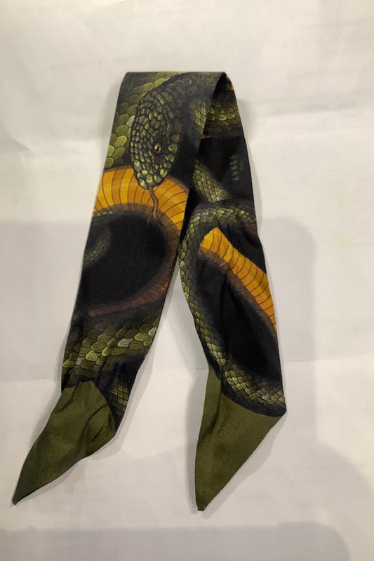 Année bandeau bracelet en soie Serpents kaki made in France