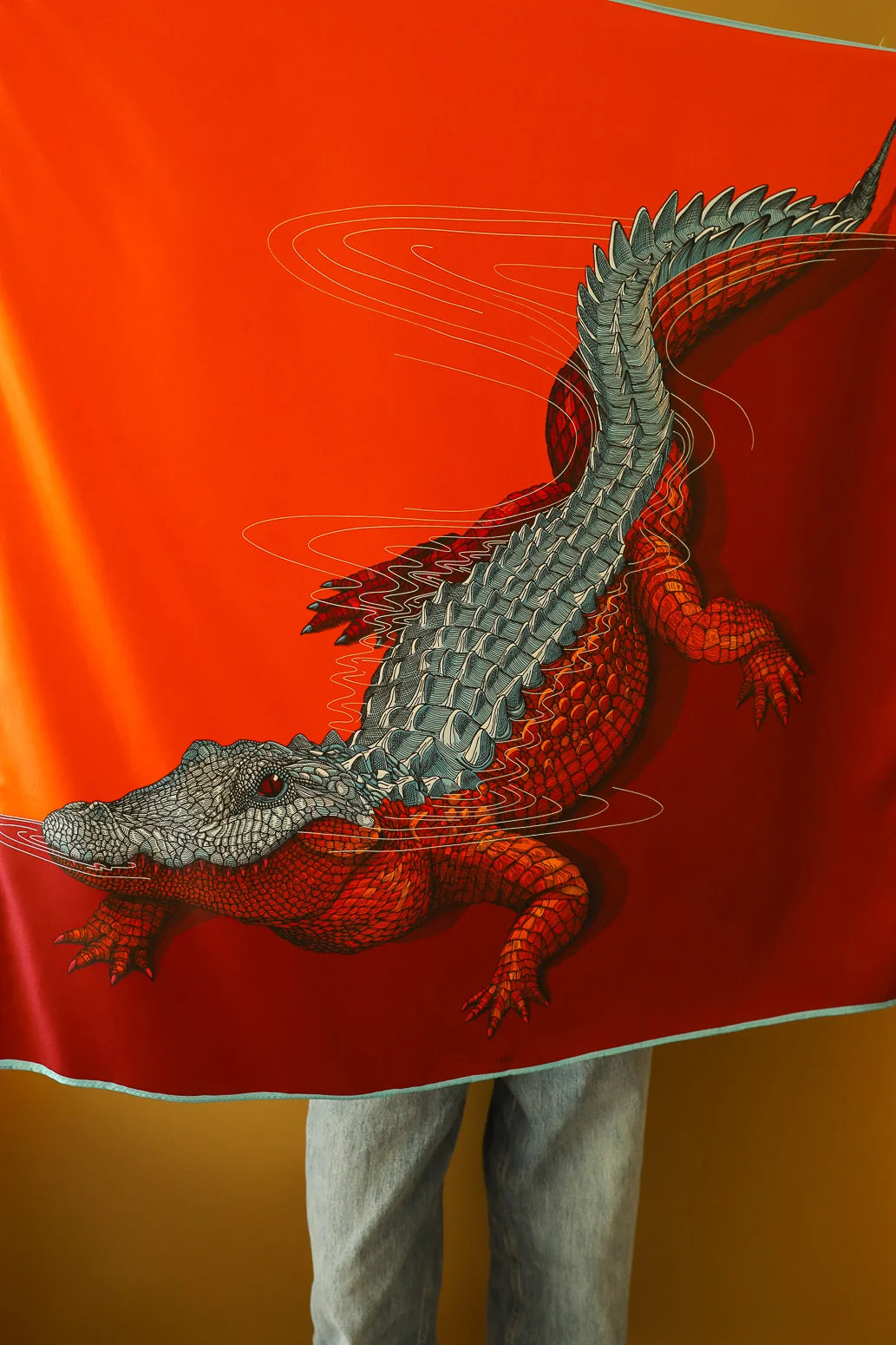 Année foulard en soie Crocodile pop