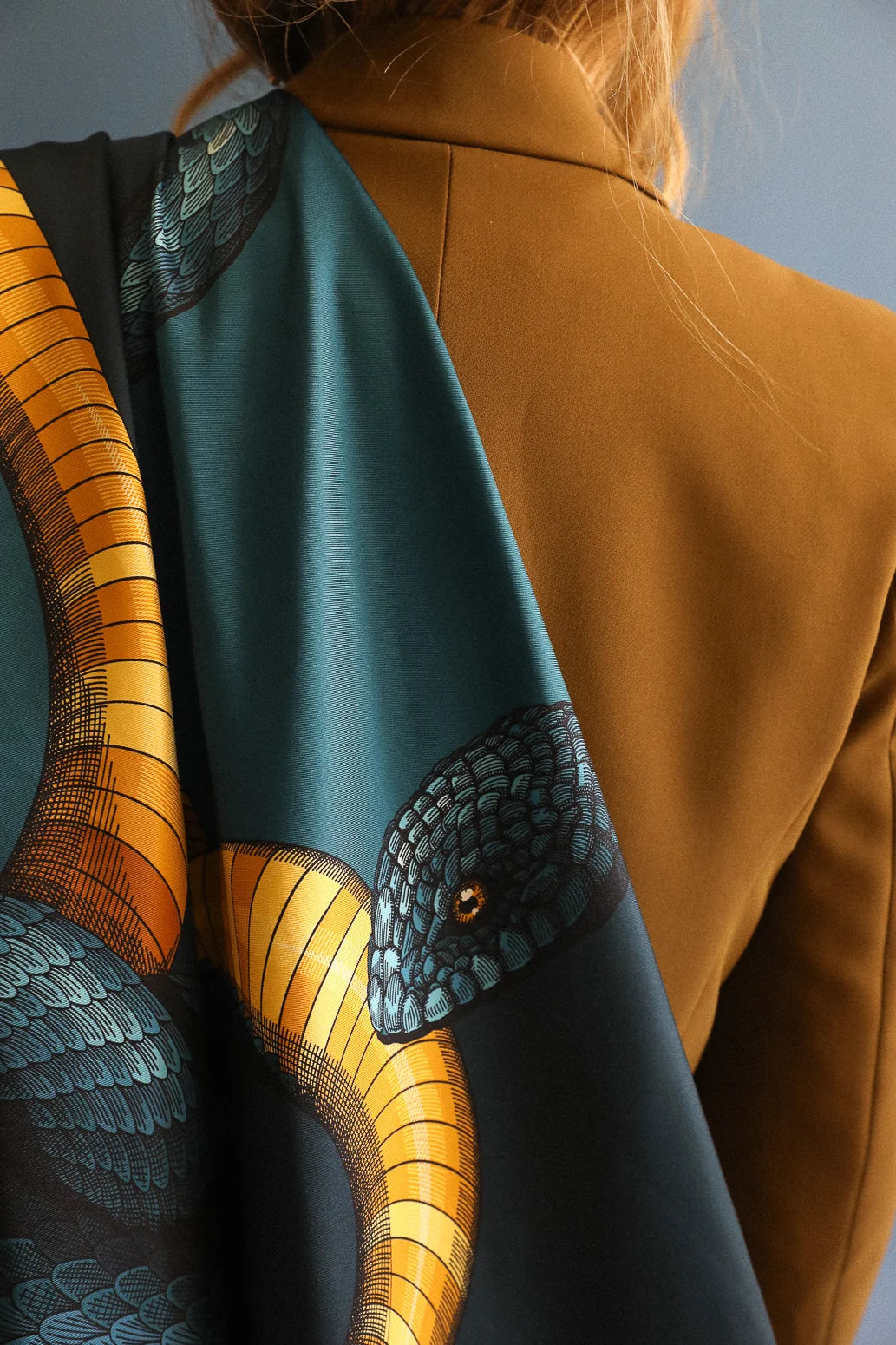 Année foulard en soie Serpents bleu