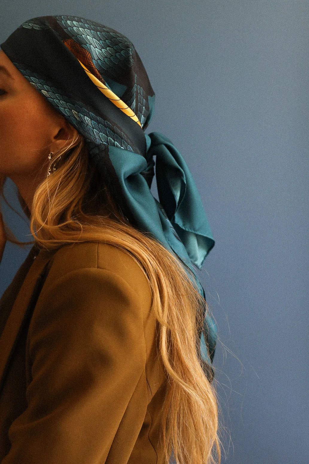 Année foulard en soie Serpents bleu
