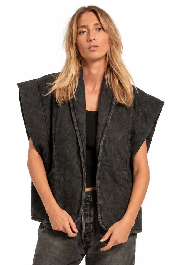 Aokyanos veste kimono Brooklyn sans manches Denim noir